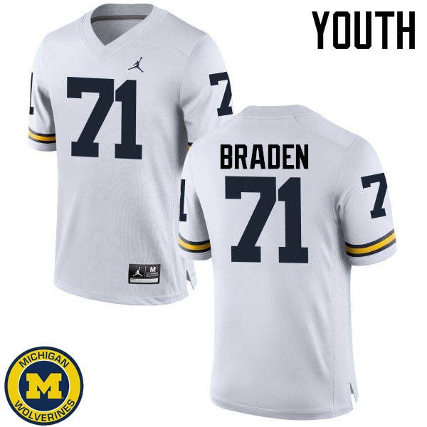 Youth University of Michigan #71 Ben Braden White Alumni Jersey